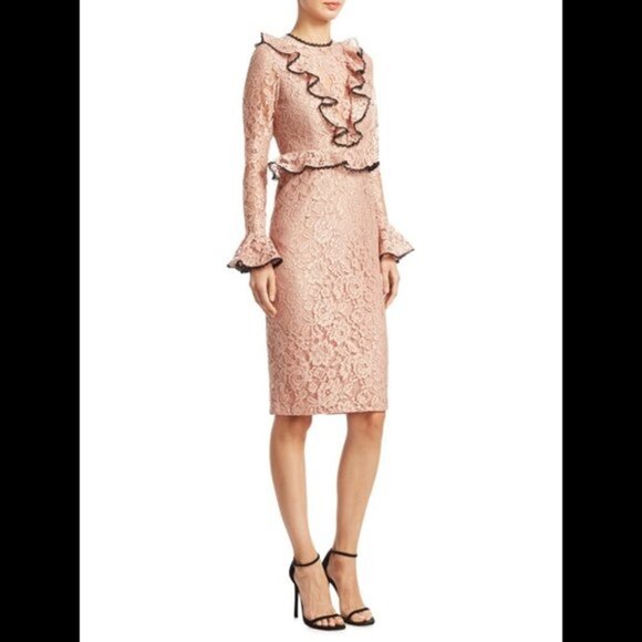 NWT Alexis Mariette Lace Ruffle Dress in Pink Women Size XS - Picture 2 of 10